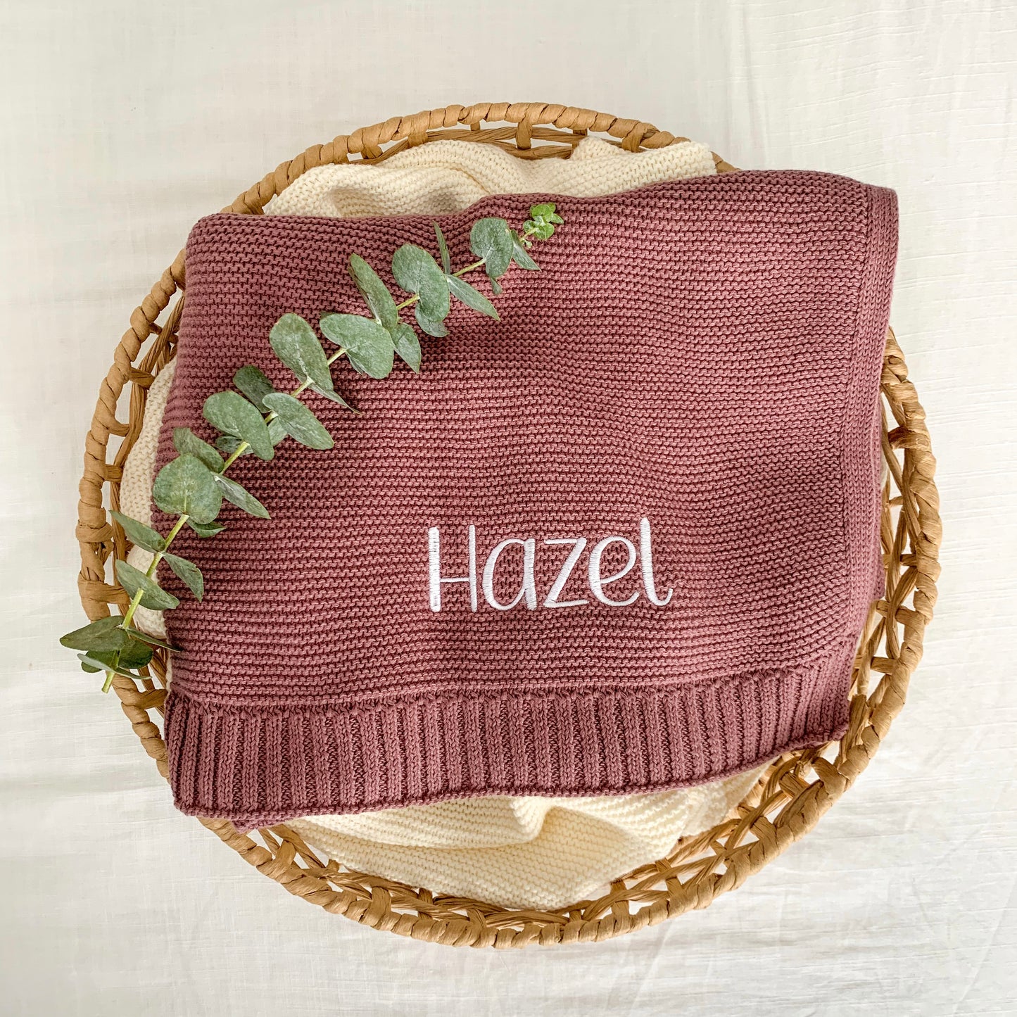 Personalised Knit Blanket | Wild Plum