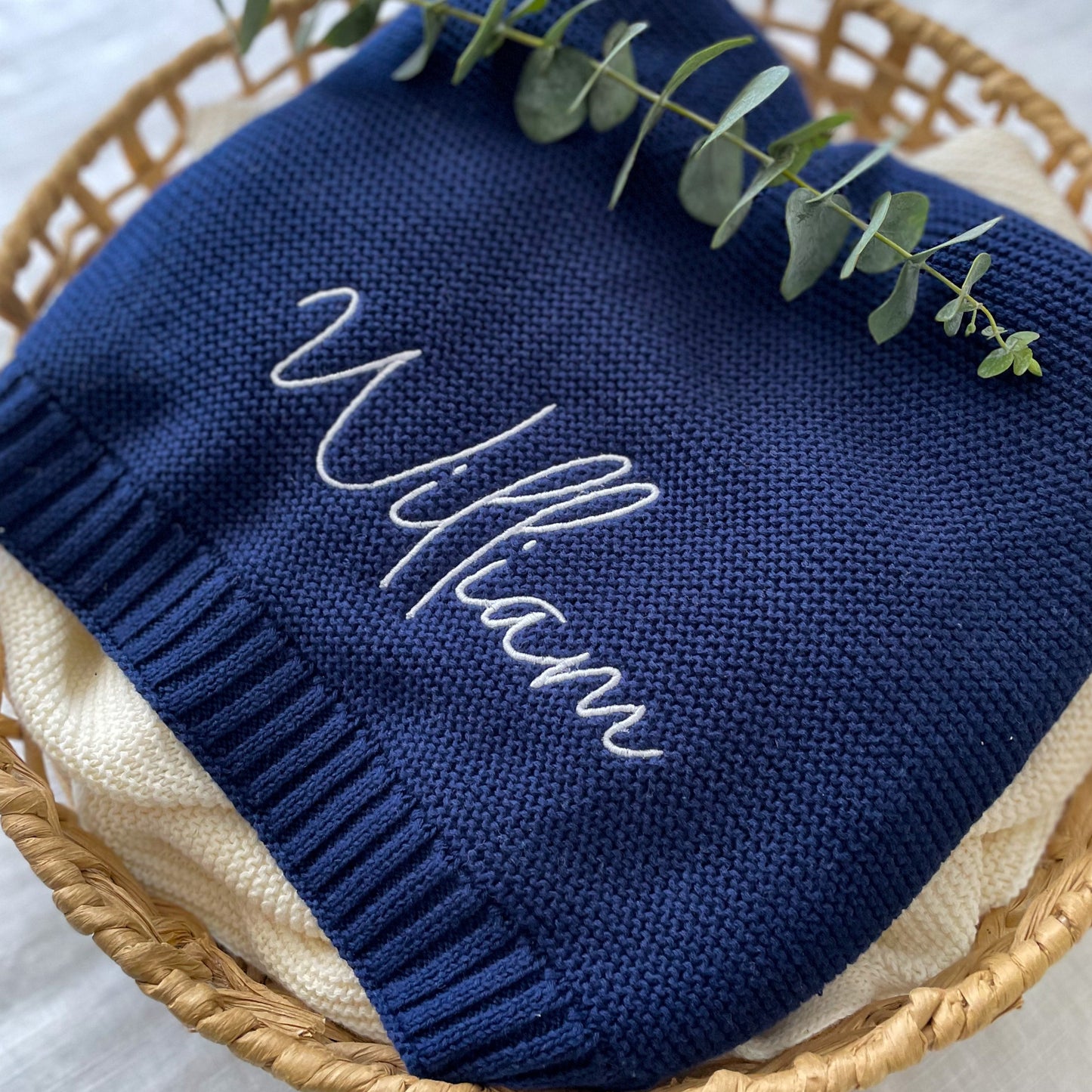 Personalised Knit Blanket | Navy