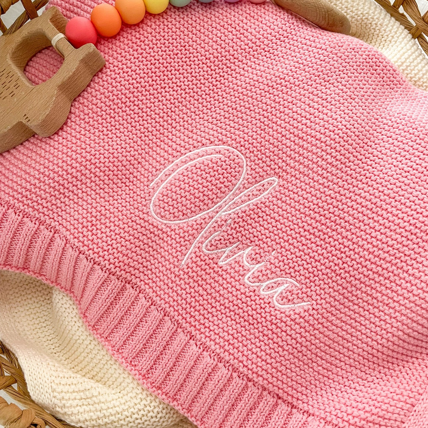 Personalised Knit Blanket | Pink