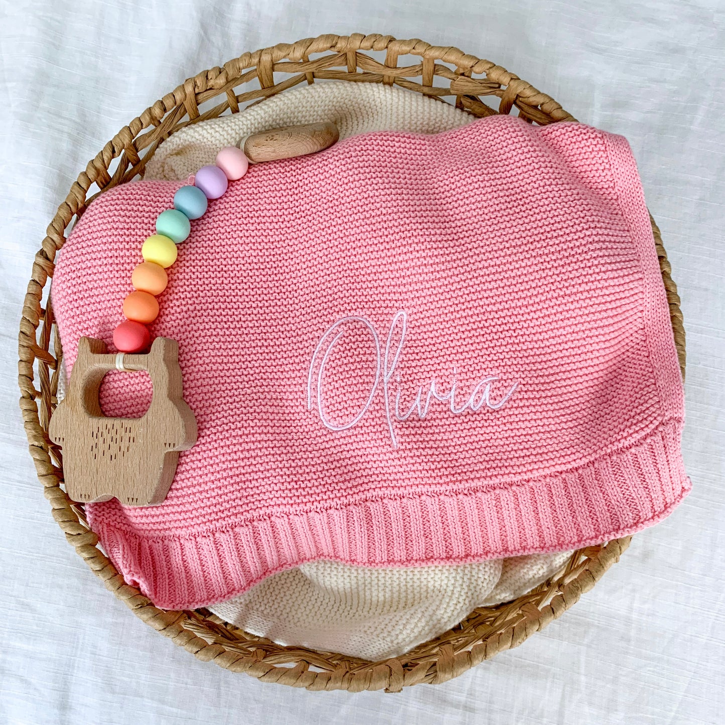 Personalised Knit Blanket | Pink