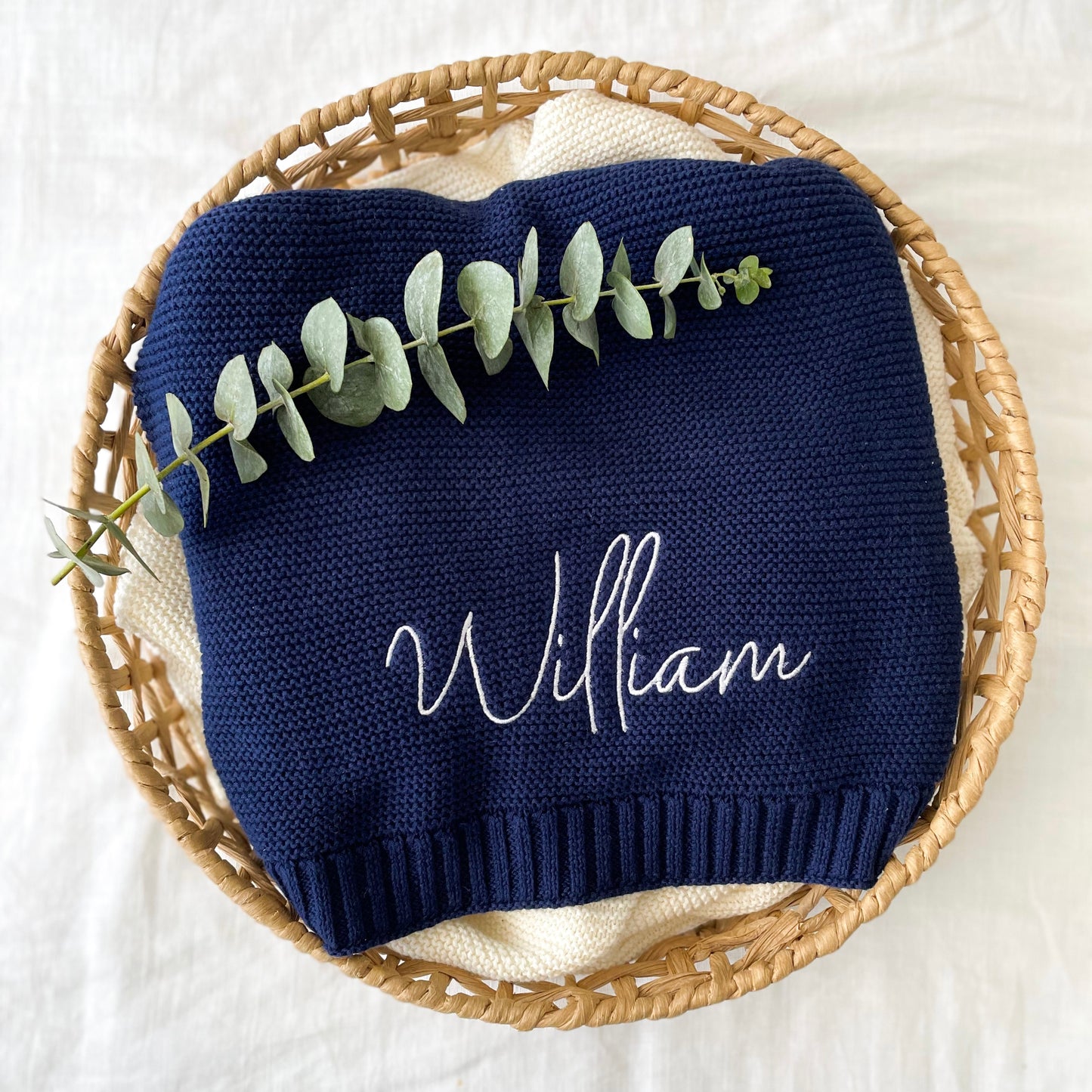 Personalised Knit Blanket | Navy