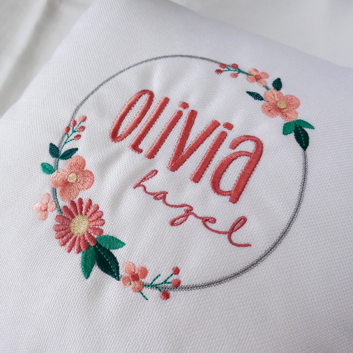 Personalised Name Cushion | Floral Wreath